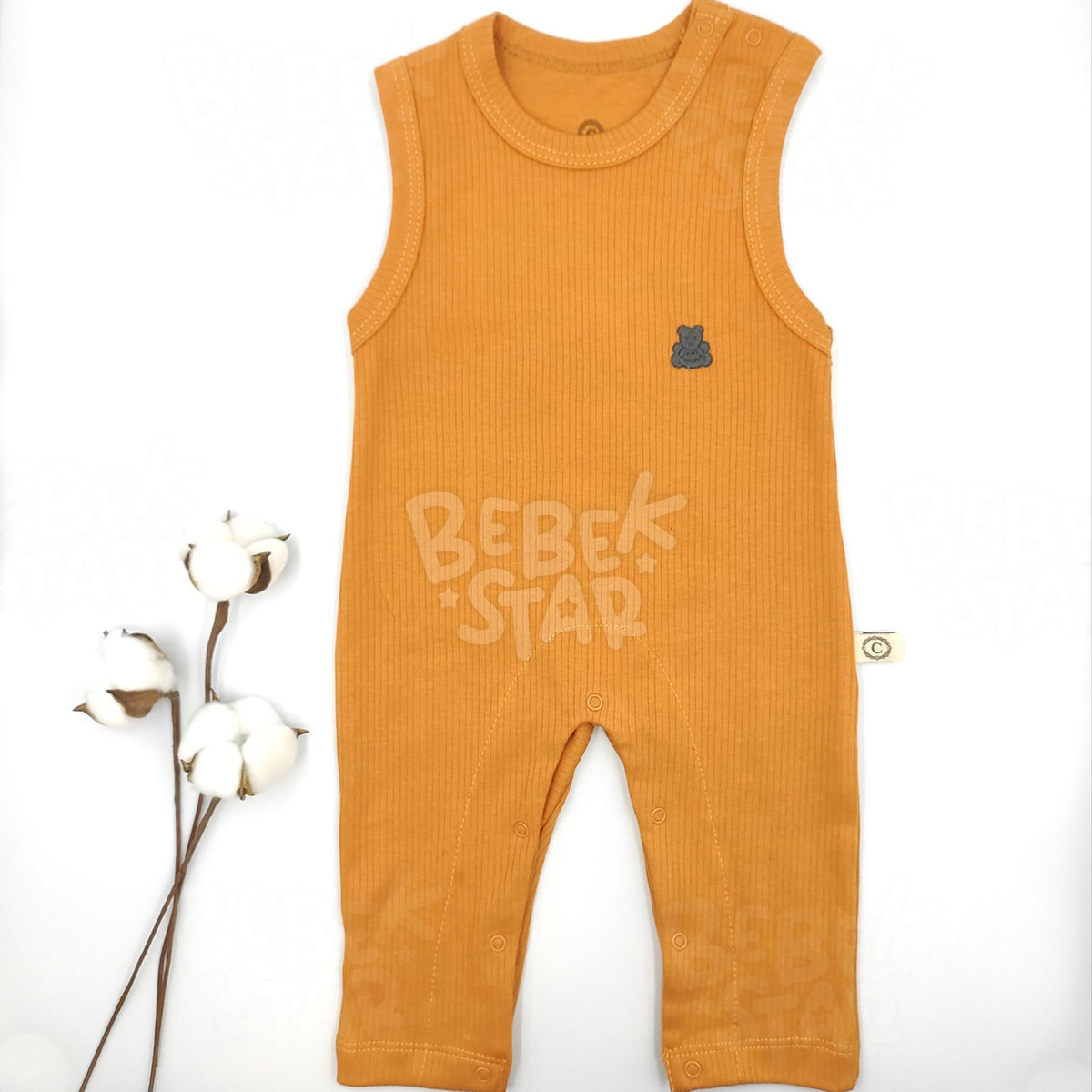 Fitilli Kolsuz Tarçın Bebek Tulumu %100 Cotton